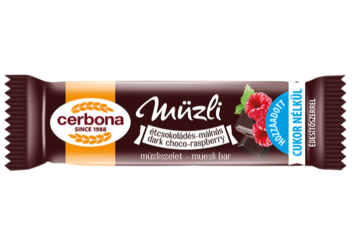 Baton musli cu ciocolată neagră și zmeură