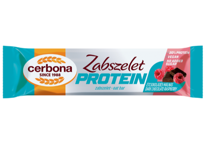 Dark chocolate-raspberry oat bar with protein