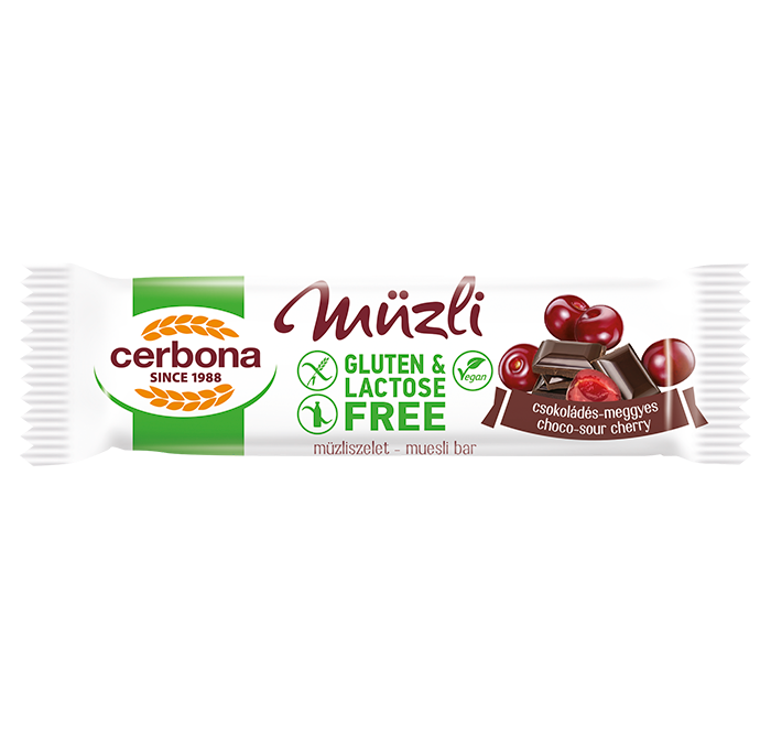 Gluténmentes csokoládés-meggyes müzliszelet