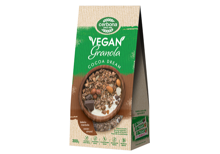 Granola vegană cu cacao si migdale 