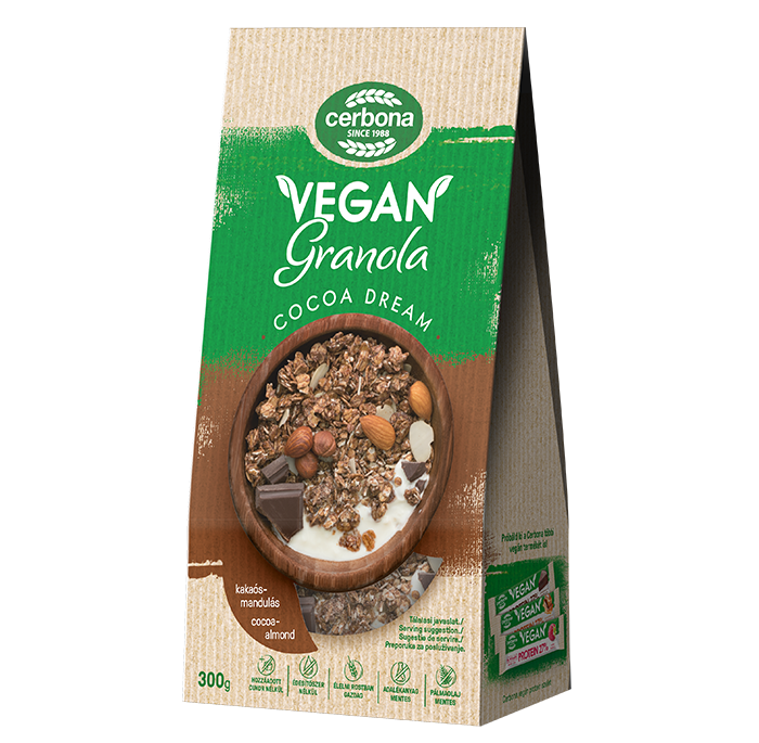 Granola vegană cu cacao si migdale 