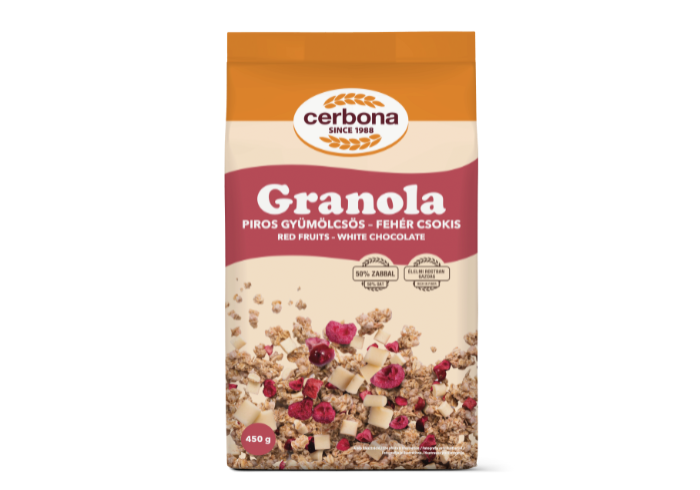 Red fruit and white chocolate granola