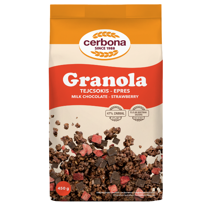 Tejcsokoládés-epres granola