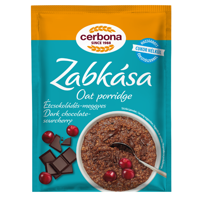 Étcsokoládés-meggyes zabkása